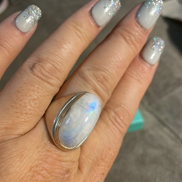 Moonstone silver ring (rainbow moonstone) - Picture 7 of 10